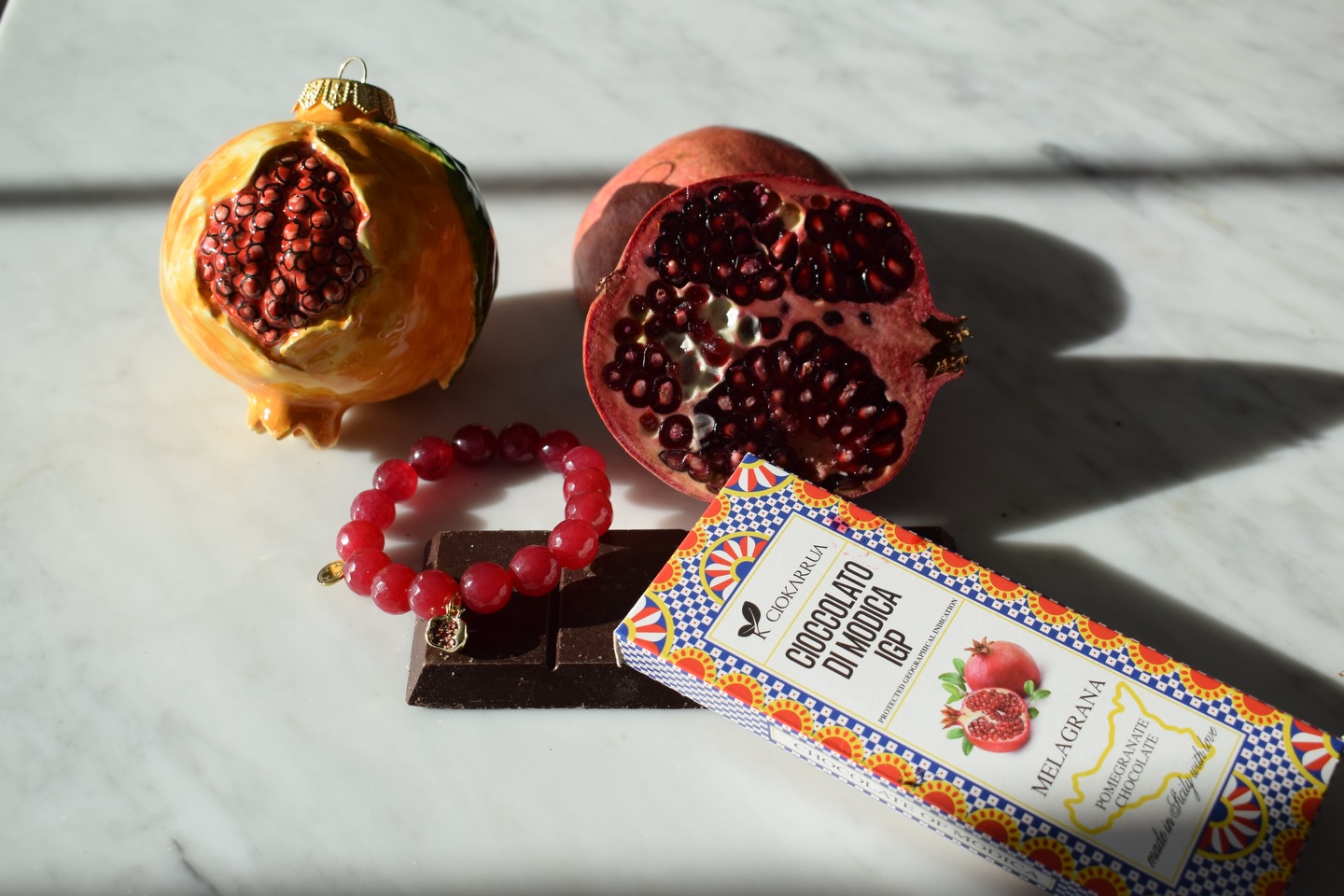 Pomegranate and coral bracelet