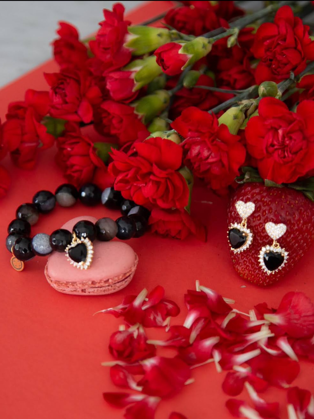 Red jewelry — Valentine flat-lay