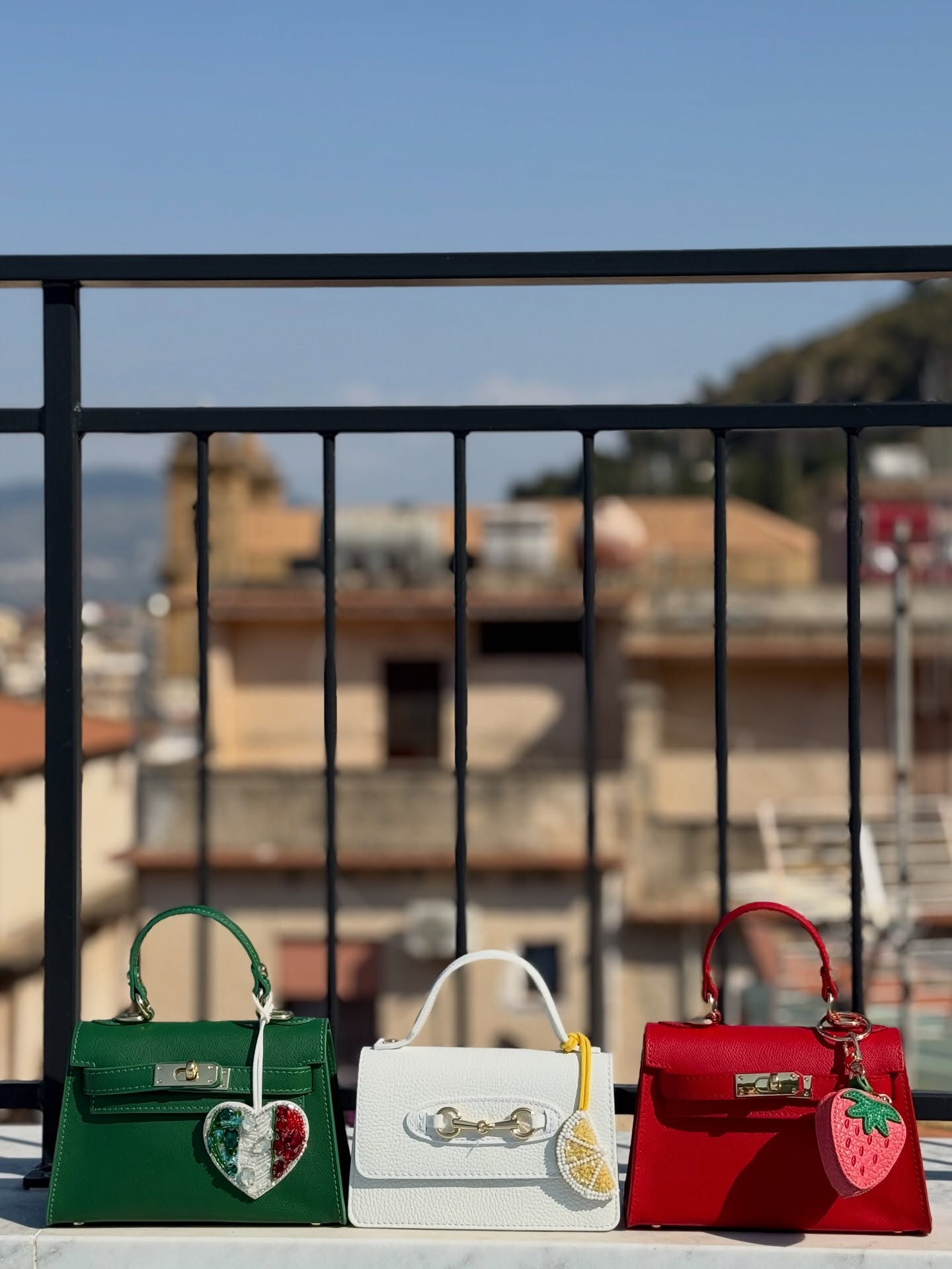 Green — three Sicilian handbags
